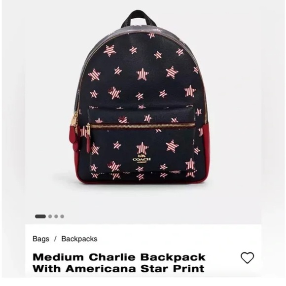 Coach Medium Charlie Backpack Americana Star Print NWOT - Picture 1 of 5